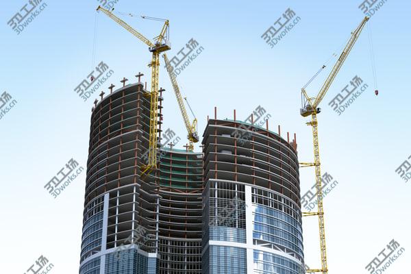 images/goods_img/20210312/3D Tower crane LIEBHERR 710 HC-L Litronic and Construction Skyscraper/4.jpg